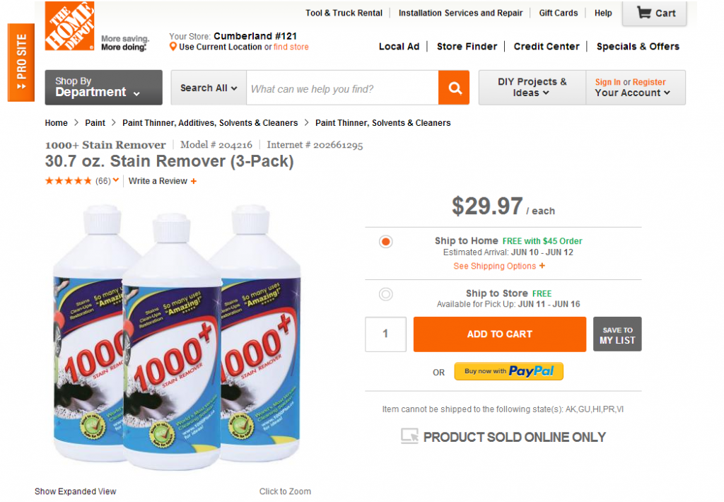 Picture - 1000Plus Stain Remover Page at HomeDepot.com